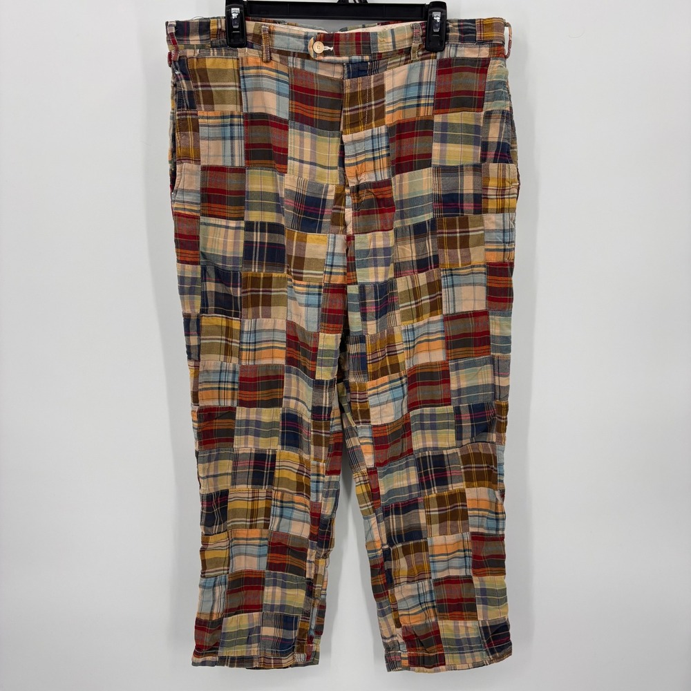 Daniel Cremieux Patchwork Plaid Pants Mens 38x29 Multi Color Excellent Madras
